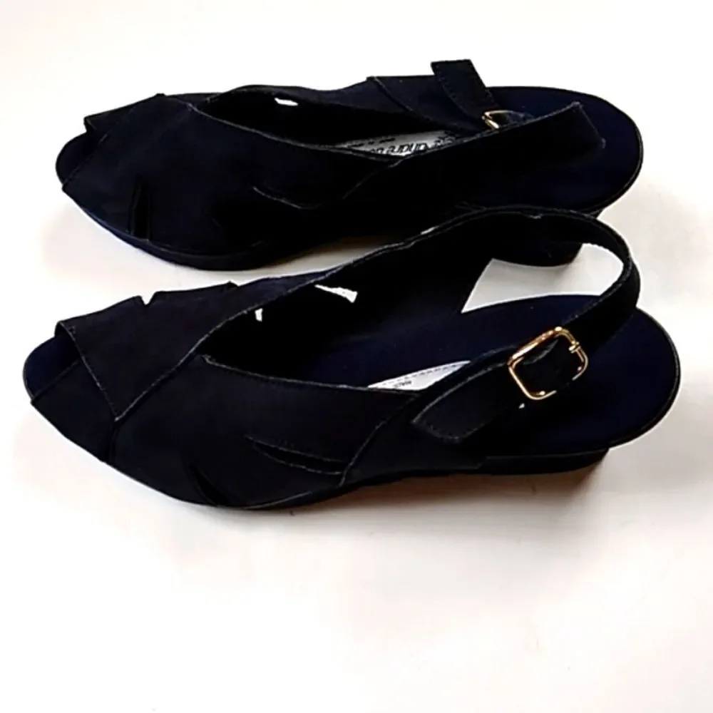Vintage Andre Assous Made In Spain Handmade Suede Black Women Shoes Size 6